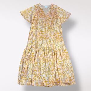 Adrienne Short Sleeve Multicolor Zebra Print Maxi Dress‎ Womens Size M